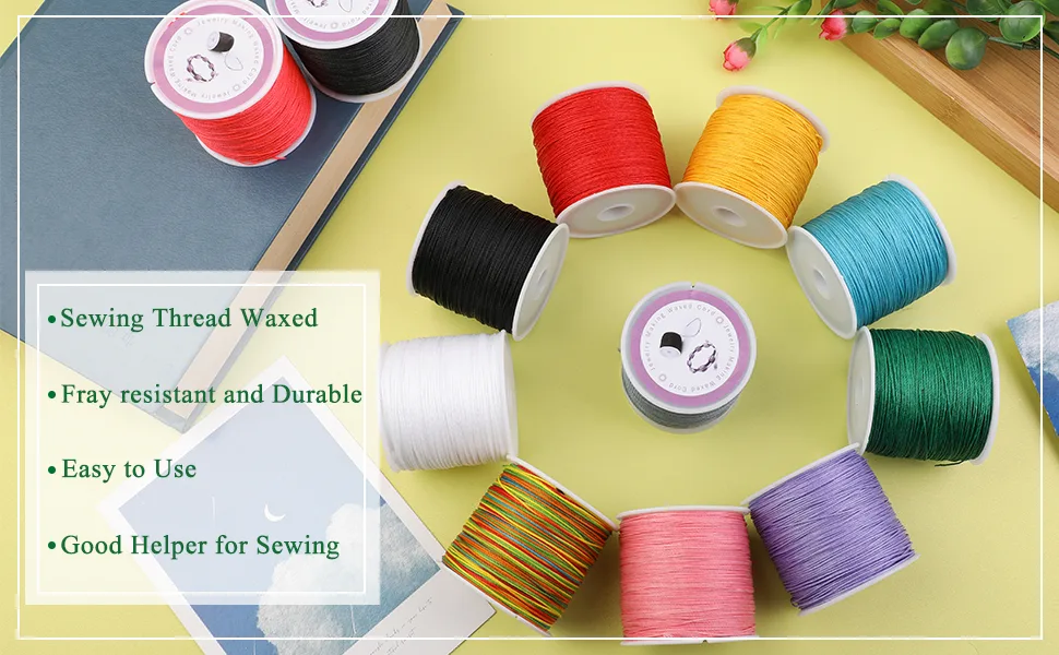 116Yards 0.5mm Bracelet String Beading Thread Waxed Twine Waxed Polyester Cord Thread Thread Cord for Necklace Bracelet Jewelry Craft Making Black - Leather Sewing Waxed Polyester Cord Thread