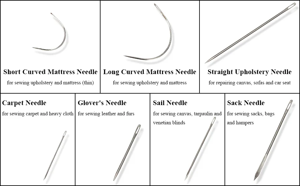 Vitoki Heavy Duty Hand Sewing Needles Kit for Home Upholstery Carpet Leather Canvas Repair by Vitoki Pack of 7 - Vitoki Heavy Duty Sewing Needles Kit