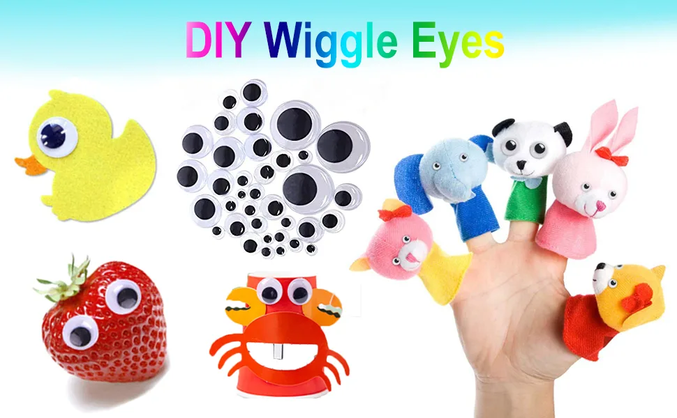 Vivixin 730pcs Self Adhesive Wiggle Googly Eyes, Black Plastic Googly Eye for Crafts, Wobbly Googly Eyes, Large and Small Assorted Sizes Sticker Eyes for DIY - sticker eyes