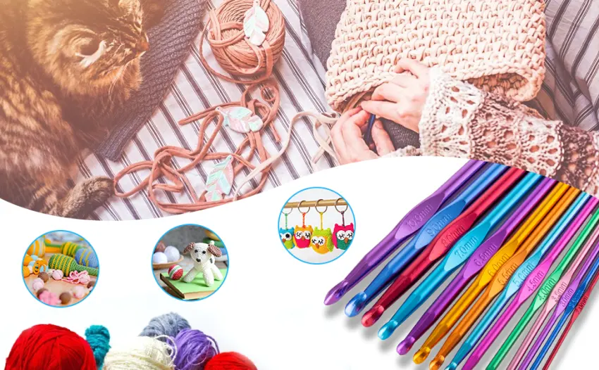 Vodiye 37 PCS Crochet Hooks Set, High Quality Coloured Aluminum Ergonomic Handle Crochet, Hook Needles for Arthritic Hands, with Stitch Markers and Large-Eye Blunt Needles - crochet hooks crochet hook ergonomic crochet hook crochet crochet hooks set crochet needles