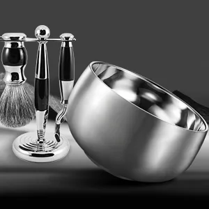 Akstore Men's Durable Shave Soap Cup Shining Double Layer Stainless Steel Heat Insulation Smooth Shaving Mug Bowl (Small) Small (Pack of 1) - B01E5J5SW6-2
