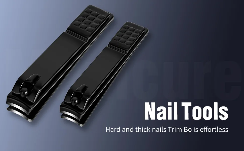 Nail Clippers Set, Sharp Stainless Steel Fingernail Clipper & Toenail Clippers, Black Nail Cutter, Large and Small 2 Piece Set. (Large/Small) - nail clippers