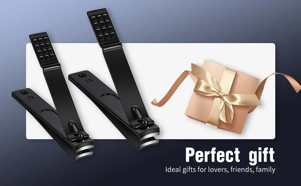 Nail Clippers Set, Sharp Stainless Steel Fingernail Clipper & Toenail Clippers, Black Nail Cutter, Large and Small 2 Piece Set. (Large/Small) - nail clippers