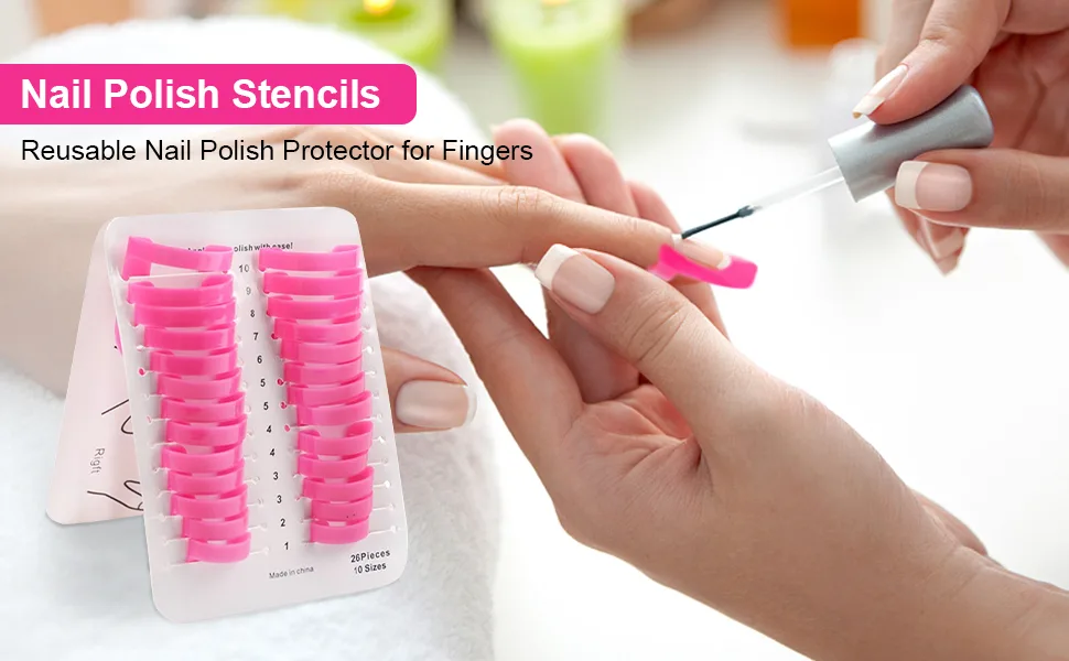 Original Polish Stencils - Reusable Soft Plasti c Shield Protector Tools for Women, Spill Proof Manicure rose red - Nail Polish Stencil