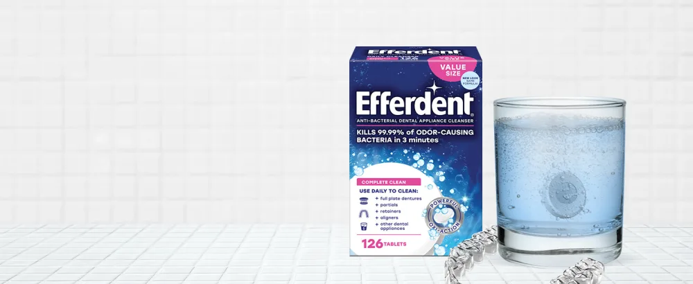 Efferdent Retainer Cleaning Tablets, Denture Cleaning Tablets for Dental Appliances, Minty Fresh & Clean, 126 Count 126 Count (Pack of 1) Denture Cleanser Tablets - retainer cleaner tablets daily to clean retainers, full-plate dentures, partials, dental appliances