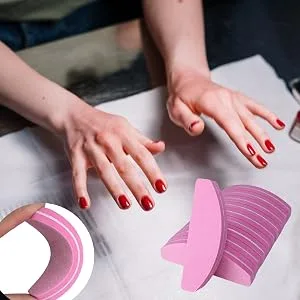 20 PCs Nail Buffers, Double Sided Nail Files Buffer Blocks 100/180 Grit Portable Washable Sanding Buffing File Arc Shape (Pink) - Durable nail buffers