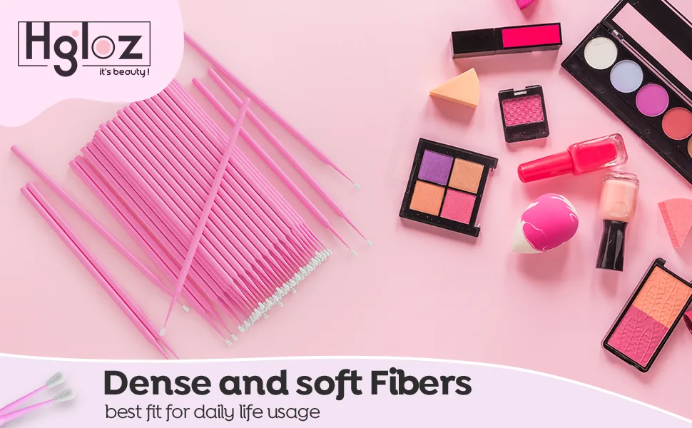 HGLOZ Microswabs for Eyelash Extensions Pack of 500 in Pink  2mm Soft Micro Applicator Brush with Microfiber Wands  Suitable for Cleaning and Applying Make-up - MICRO BRUSHES