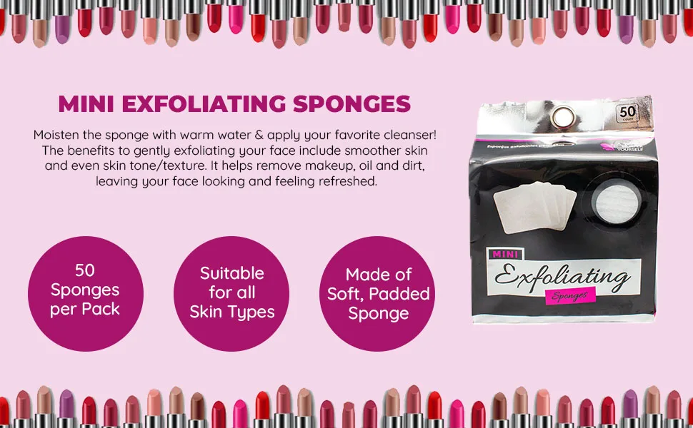 EXFOLIATE_SPONGES 50 Count (Pack of 1) - Mini Sponges