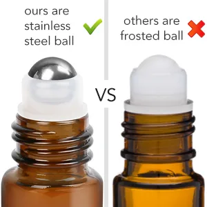 LotFancy 6pc 10ml Roller Bottles for Essential Oils, Amber Glass Empty Bottle with Stainless Steel Roller Balls, Leakproof Roll on Perfume Bottles, Includes 2pc 4ml Droppers Amber (Pack of 6) - product information 3