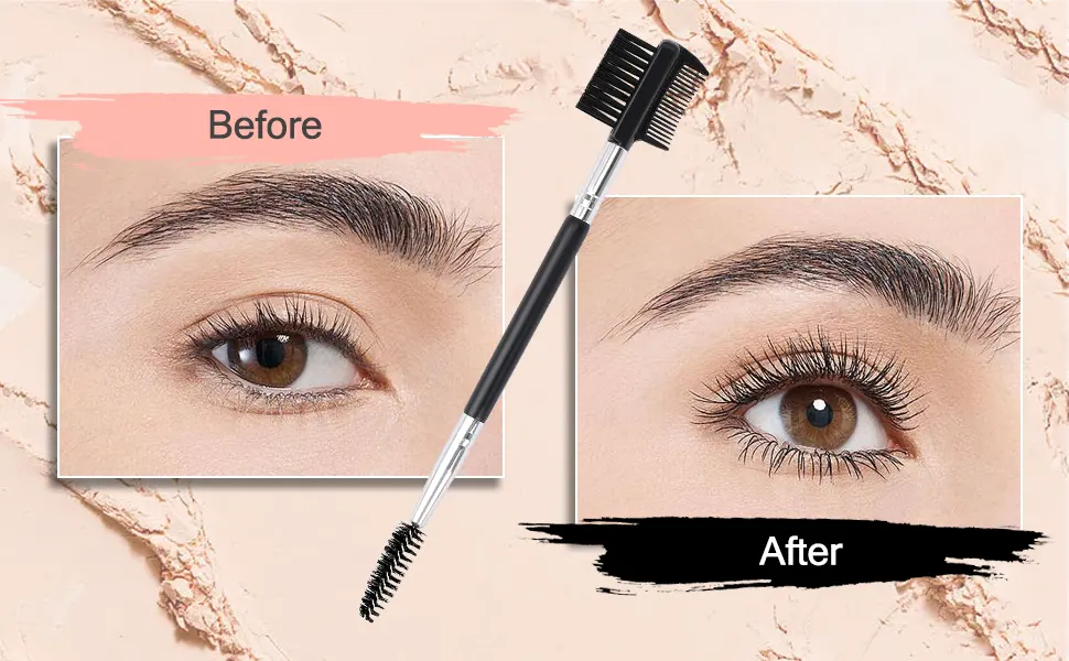 3 Head Eyebrow Eyelash Shaper Eyelash Comb Double Head Brush Makeup Grooming Tool cosmetic with 3 Different Spoolie Brushes for Separating Lashes, Eliminating Mascara Clumps, Grooming and Shaping Brow EC-01 - Makeup brush