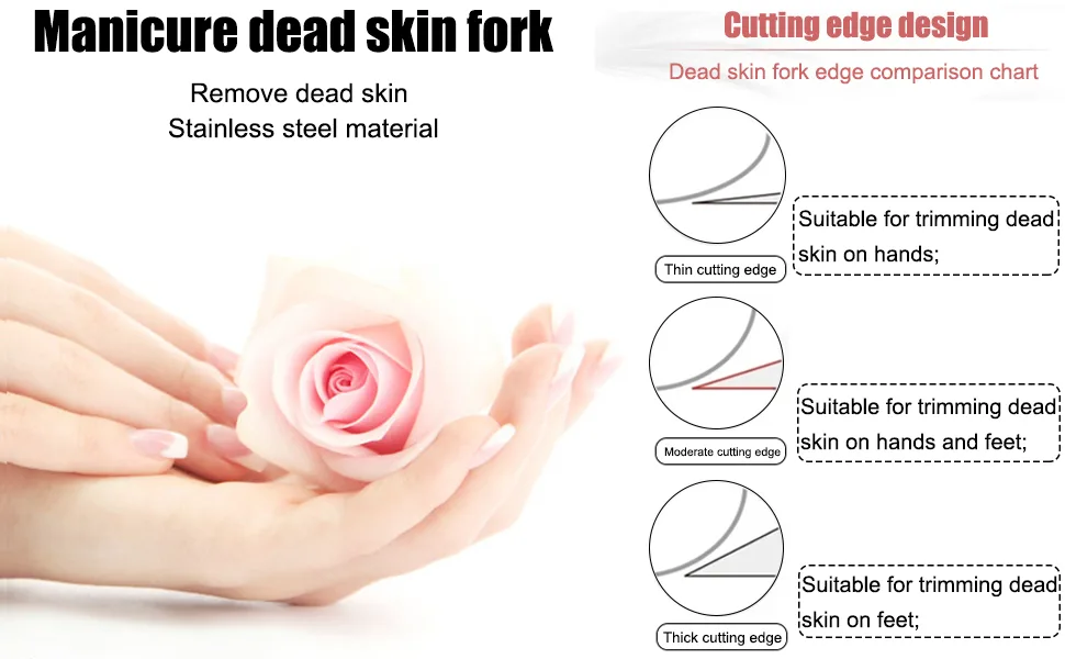 Stainless Steel Cuticle Pusher Trimmer Remover Metal Cuticle Pusher Remover Dead Skin Fork Manicure Pedicure Salon Trimmer Scissors Practical Nail Art Manicure Tool (Silver) - product information 6