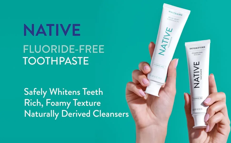 Native Toothpaste Made from Naturally-Derived Cleaners and Simple Ingredients That Safely Whitens Teeth, 4.1 oz, Charcoal Fluoride Free - 1 Count - Native Toothpaste | Natural Teeth Cleaner with or without Fluoride
