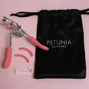 Silicone Eyelash Curler with Refill Pads & Satin Pouch Designed for No Pinching or Pulling and Perfect for Those with Straight Flat Lashes Wanting Dramatic Long Lasting Seamless Curls - tweezerman eyelash curler