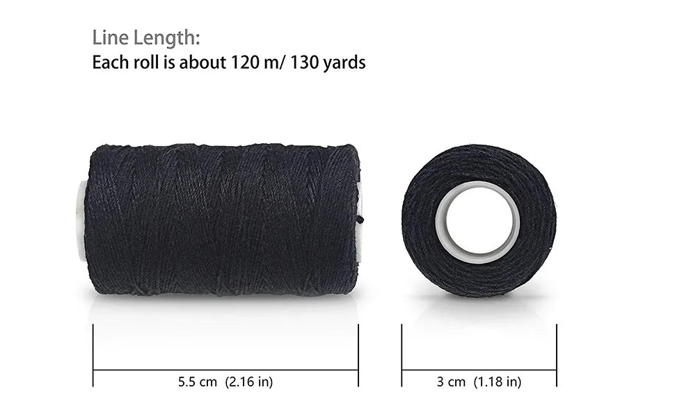 Ryalan UV Resistant High Strength Polyester Thread for Upholstery, Outdoor Market, Drapery, Beading, Purses, Leather, Hair Weave Bundles, Hair Extensions, Wig DIY Project 3 Rolls (3 Thread, Black) 3Thread Black - line length 120m