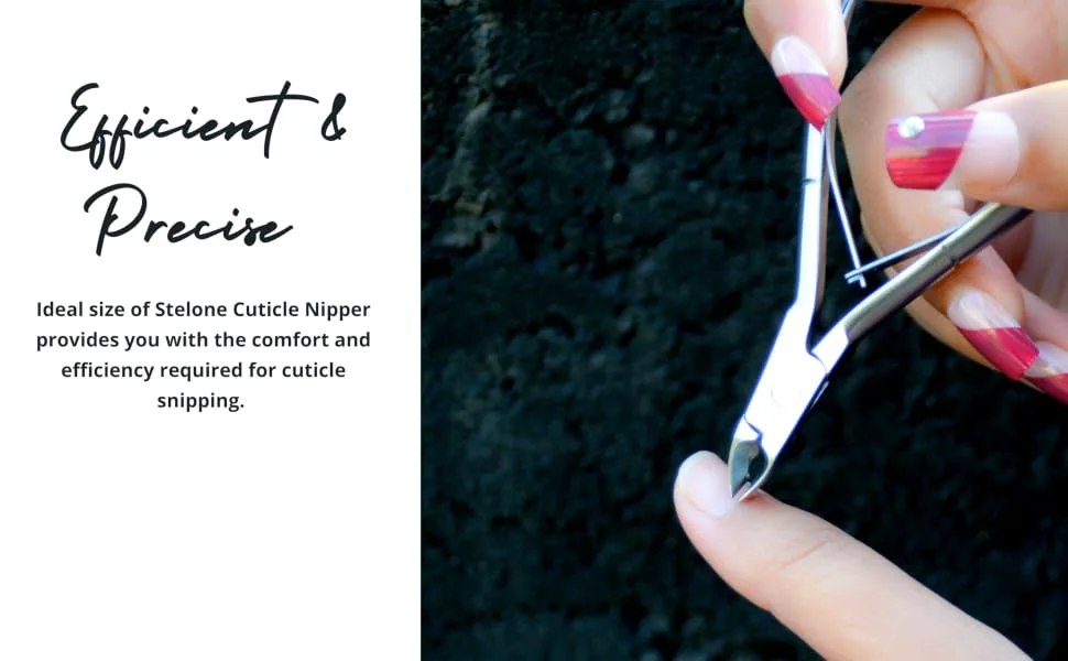 Stelone Professional Cuticle Nippers Sharp Cuticle Trimmer Stainless Steel Cuticle Clippers Pedicure Manicure Nail Tool for Fingernails and Toenails - Cutting cuticles with cuticle cutter