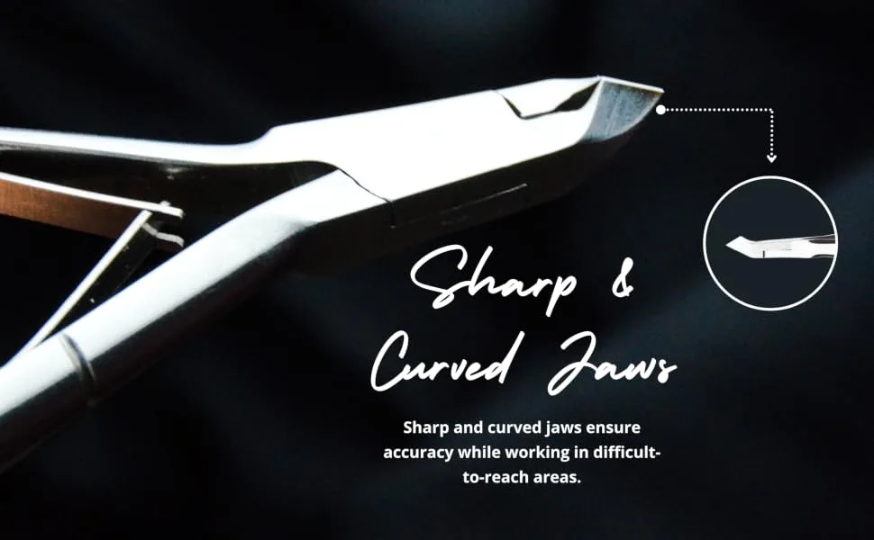 Stelone Professional Cuticle Nippers Sharp Cuticle Trimmer Stainless Steel Cuticle Clippers Pedicure Manicure Nail Tool for Fingernails and Toenails - Displaying unique sharp blade of cuticle clippers