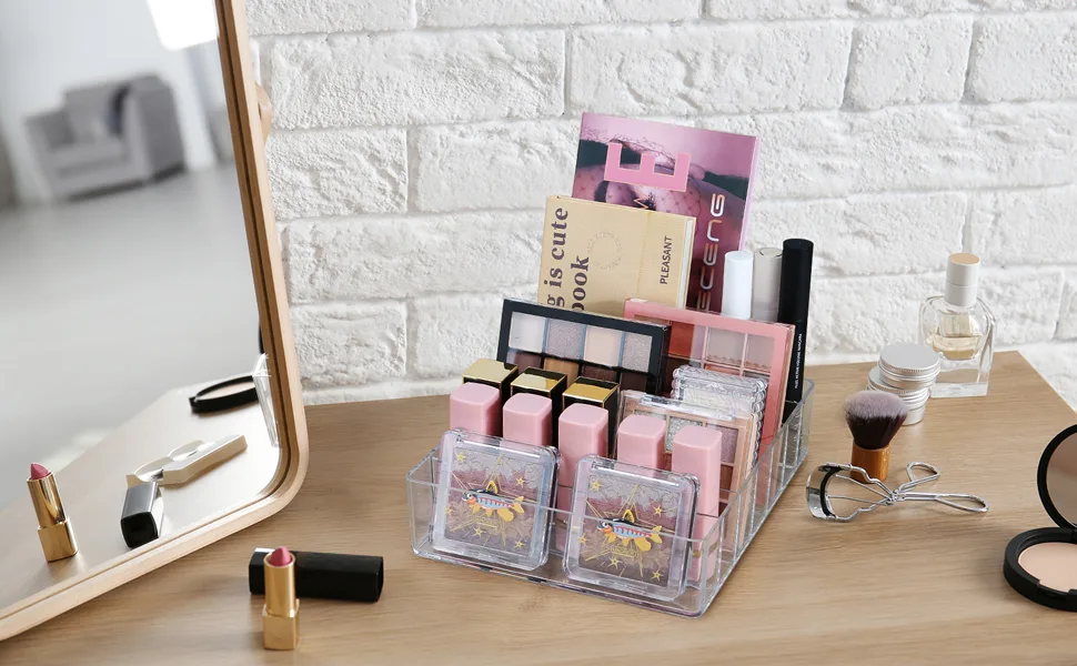 Makeup Organizer for Vanity, Make Up Organizers and Storage for Vanity, 7 Sections Divided Makeup Organizer for Vanity, Clear Plastic Cosmetics organizer for Drawer and Bathroom - Make Up Organizers and Storage 02
