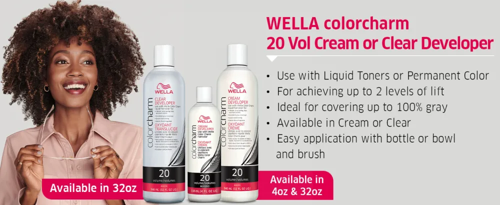 WELLA colorcharm 10 Vol Cream Developer, for Optimal Gray Blending and Rich, Multi-Dimensional End Results, 7.8oz - 20 Vol Cream or Clear Developer