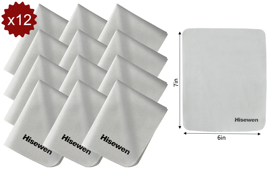 Hisewen Microfiber Cleaning Cloth Glasses Cloth Camera Lens Cleaner for Eyeglass, Phone, Camera, Tablet, Computer Screen Cleaning (12 Pack, 6X7) - glass wipes clean cloth