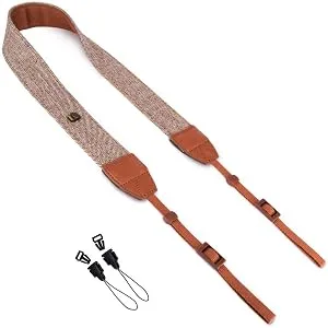 WANBY Camera Strap Brown Canvas Neck Shoulder Strap with Quick Release Buckles for DSLR SLR - camera strap