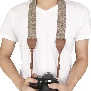 WANBY Camera Strap Brown Canvas Neck Shoulder Strap with Quick Release Buckles for DSLR SLR - product information 3