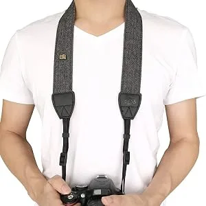 WANBY Camera Strap Black Canvas Neck Shoulder Strap with Quick Release Buckles for DSLR SLR - product information 3