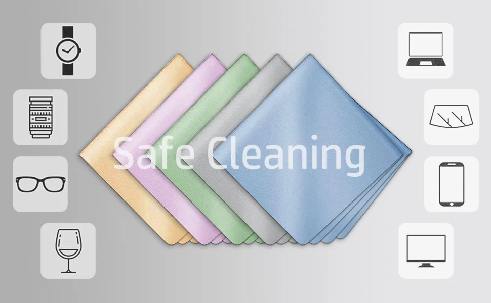 10Pack Assorted Colors Pack Microfiber Cleaning Cloths Multicolor Glasses Cleaning Cloth for Eyeglasses, Camera Lens, Cell Phones, Laptops, LCD TV Screens and More - SAFE TO USE ANYWHERE