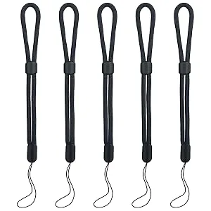 5PCS Wrist lanyard, 8.8 inch Hand Wrist Strap Lanyard, Adjustable Nylon Wristlet Straps for Cell Phone, Camera, GoPro, PSP, USB Flash Drives, Flashlight (Black) - Wrist lanyard