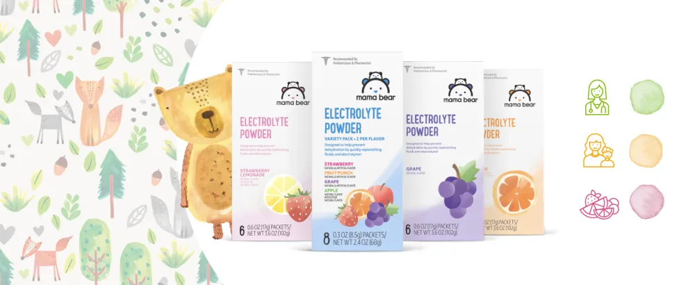 Amazon Brand - Mama Bear Electrolyte Powder Packets 0.3oz, Assorted Flavors, 8 Count Assorted Flavors 8 Count - Mama Bear Electrolyte Powder Packets