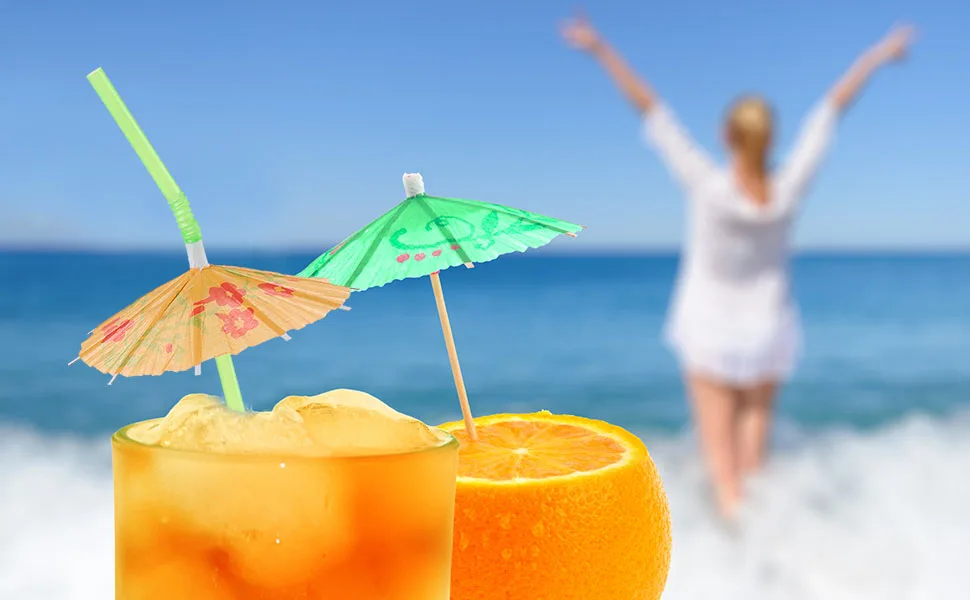 ALINK 50 Umbrella Parasol Drinking Straws, Hawaiian Beach Cocktail Luau Party Decorations Supplies Umbrella Design - asdf