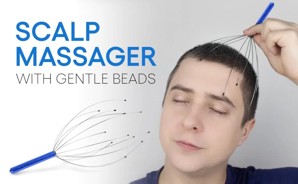 ANDALUS Scalp Massager, Handheld Head Scratcher, Gentle Beads, Stress Relief, Deep Relaxation (Red) - steering wheels covers car stearing accessories black sterling focus steerling men women heated