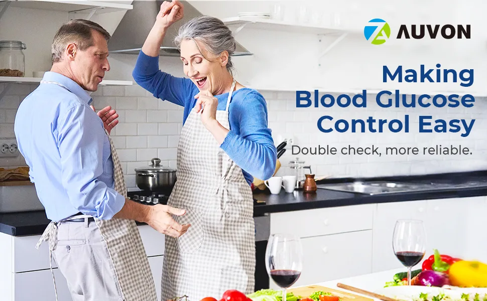 AUVON Blood Control Solution for Glucose Monitor Kit and Test Strips, 2 Pack Level 2 & Level 3 Accurate Diabetes Control Solution for Accuracy Checking (3 ml per Bottle) - blood control solution