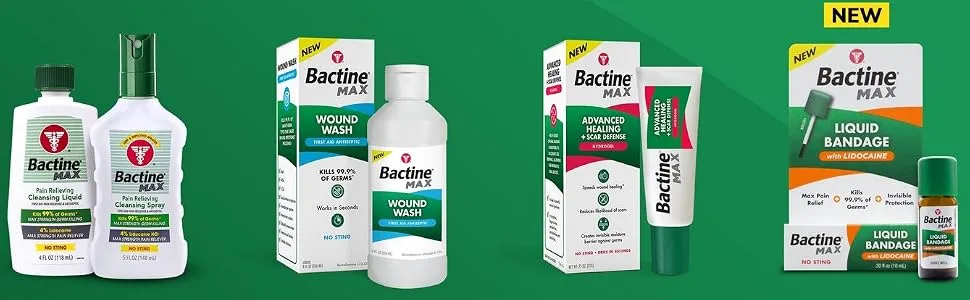 Bactine Max Pain Relieving Antiseptic Spray with Lidocaine, First Aid Pain + Itch Relief, No-Sting, Kills 99% of Germs*, 5oz - product information 2