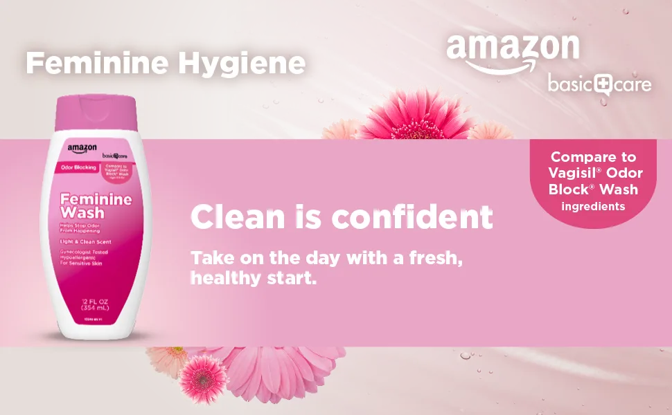 Amazon Basic Care Odor Blocking Feminine Wash Vaginal Cleanser Helps Stop Odor From Happening, 12 Fluid Ounces - Feminine Hygiene