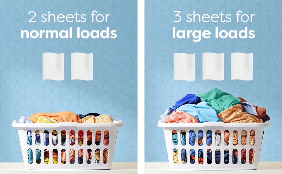 Bounce Fabric Softener Dryer Sheets, Free and Gentle, 105 Count - 2 sheets for normal loads, 3 sheets for large loads