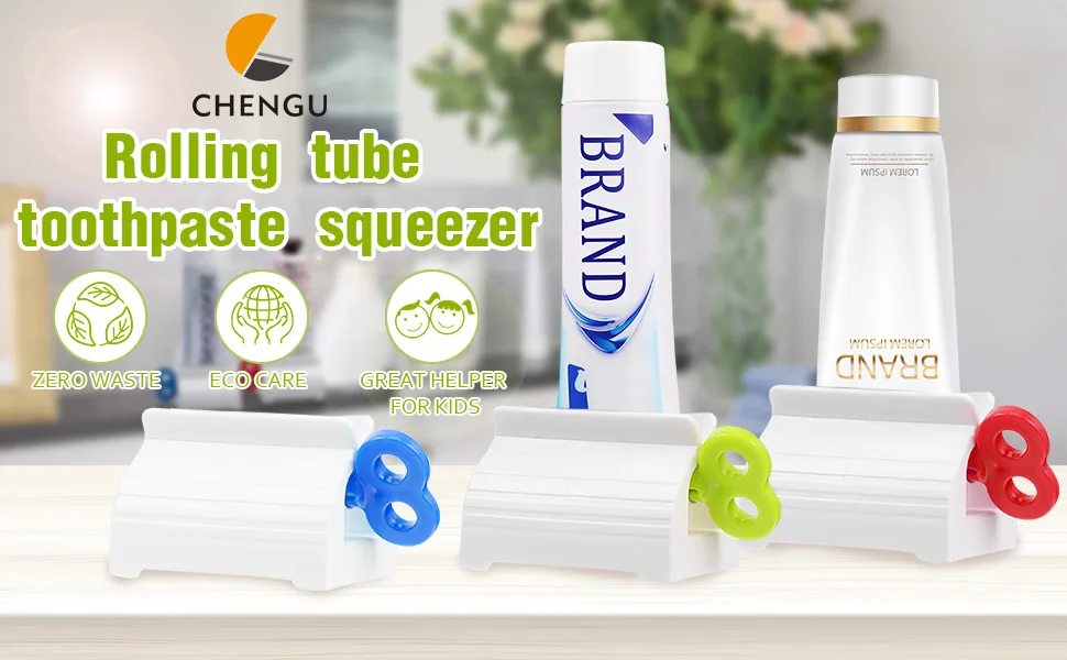 Chengu 3 Pieces Rolling Tube Toothpaste Squeezer Toothpaste Seat Holder Stand Rotate Toothpaste Dispenser for Bathroom (Mix Color) Mix Color 3 Count (Pack of 1) - rolling tube toothpaste squeezer