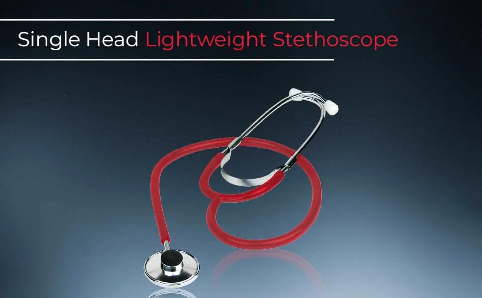 Dixie EMS Single Head Lightweight Stethoscope, Latex Free, for Doctors, Nurses, Students, Medical and Home Use - Red - Dixie EMS