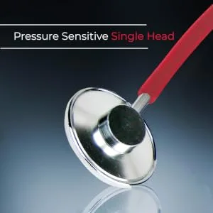 Dixie EMS Single Head Lightweight Stethoscope, Latex Free, for Doctors, Nurses, Students, Medical and Home Use - Red - Pressure