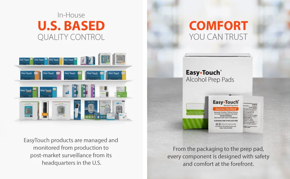 EasyTouch Gamma-Sterilized Alcohol Prep Pads, Box of 200 200 Count (Pack of 1) - In-house, U.S. based quality control. Comfort you can trust