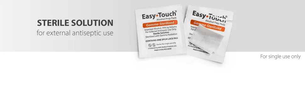 EasyTouch Gamma-Sterilized Alcohol Prep Pads, Box of 200 200 Count (Pack of 1) - sterile solution. for external antiseptic use