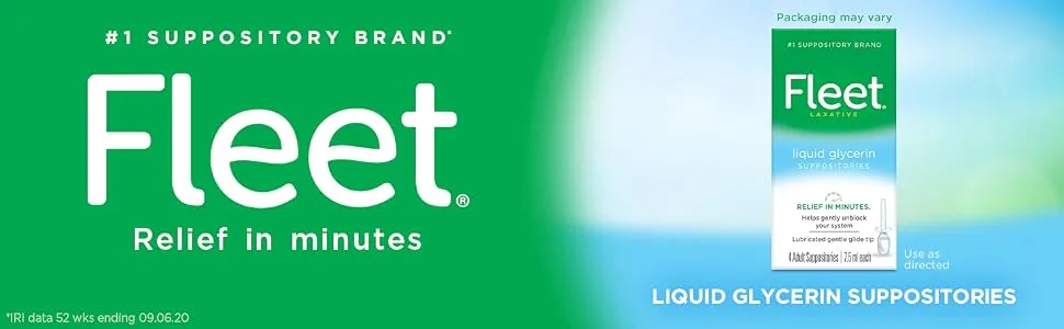 Fleet Liquid Glycerin Suppositories for Adult Constipation, 4 count (Pack of 1) Banana 4 Count (Pack of 1) - Fleet Liquid Glycerin Suppositories