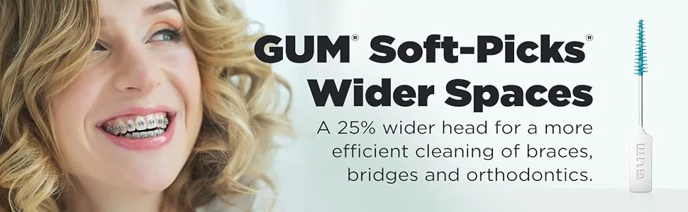 GUM Soft-Picks Wider Spaces Dental Picks, 100 Count 100 Count Dental Picks - wider spaces braces