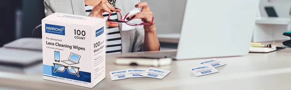 Lens Cleaning Wipes, Individually Wrapped and Pre-Moistened, Safe for All Eyeglasses and Screens (100 Count) - product information 1