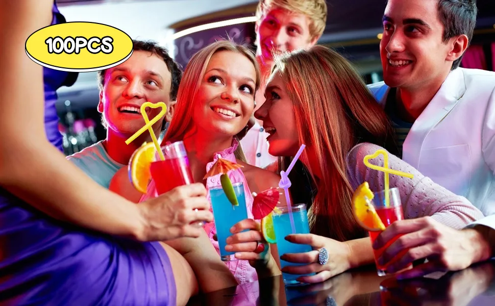 HANSGO Disposable Colorful Drinking Straws, 100PCS 7 Colors Flexible Straws,13inch Extra Long Straws Party Decorations Disposable Drinking Straws - product information 20