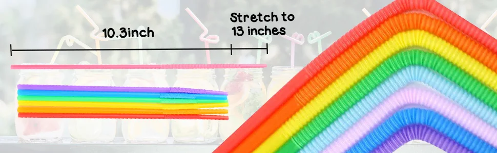HANSGO Disposable Colorful Drinking Straws, 100PCS 7 Colors Flexible Straws,13inch Extra Long Straws Party Decorations Disposable Drinking Straws - product information 21