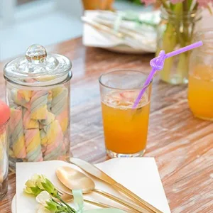 HANSGO Disposable Colorful Drinking Straws, 100PCS 7 Colors Flexible Straws,13inch Extra Long Straws Party Decorations Disposable Drinking Straws - product information 22