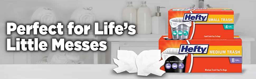 Hefty Small Garbage Bags, Flap Tie, Lavender & Sweet Vanilla Scent, 4 Gallon, 26 Count lavender 26 Count (Pack of 1) - Small Trash Bags