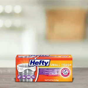 Hefty Small Garbage Bags, Flap Tie, Lavender & Sweet Vanilla Scent, 4 Gallon, 26 Count lavender 26 Count (Pack of 1) - Trash Bags