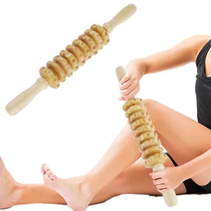 Jitnetiy Wooden Massage Roller Handheld Cellulite Sore Trigger Points with 9 Balls (1 Pack, White) - Wooden Massage Roller