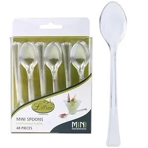 Lillian Tablesettings Mini Spoon | Clear | Pack of 48 Plastic Serve-ware, 48 Count (Spoons) - product information 2